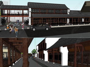 仿古建精致長廊景觀su模型設計素材 城市規劃模型大全 17724341