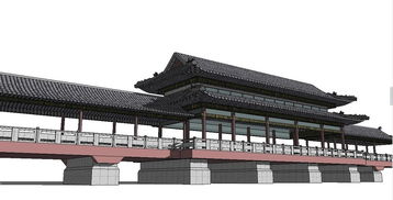 中式傳統風格仿古建筑風雨橋su模型素材